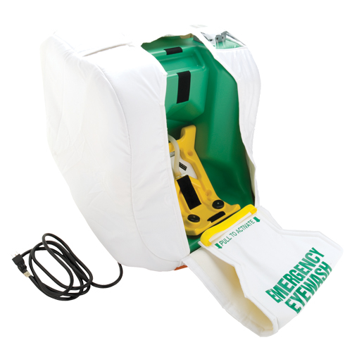 Poste de douche oculaire portable et chauff&eacute;, Aliment&eacute; par gravit&eacute;, Capacit&eacute; 16 gal., Conformit&eacute; ANSI Z358.1 Ontario Safety Products