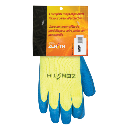 Gants haute visibilit&eacute; doubl&eacute;s d'acrylique de caoutchouc naturel, 7, R&ecirc;vetement Latex de caoutchouc, Calibre 7, Enveloppe en Acrylique Ontario Safety Products