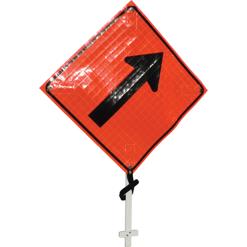 Enseigne sur poteau fl&egrave;che oblique vers la droite, 24" x 24", Vinyle, Pictogramme Ontario Safety Products