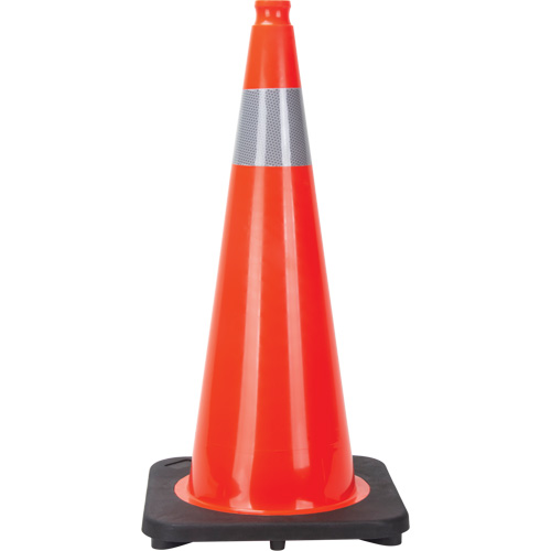 C&ocirc;ne de signalisation, 28", Orange, Bande(s) r&eacute;fl&eacute;chissante(s) 4" Ontario Safety Products