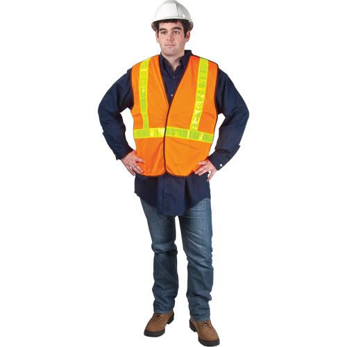 Veste de s&eacute;curit&eacute; pour la circulation d&eacute;tachable en cinq points, Orange haute visibilit&eacute;, Grand, Polyester Ontario Safety Products