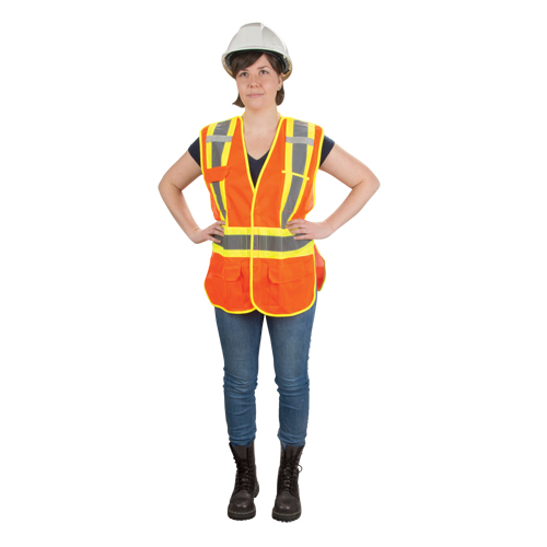 Veste d'arpenteur haute visibilit&eacute;, conforme &agrave; la CSA, Orange haute visibilit&eacute;, 2T-Grand, Polyester Ontario Safety Products