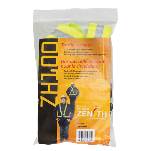 Standard-Duty Safety Harness, High Visibility Lime-Yellow, Silver Reflective Colour, Large Ontario Safety Products