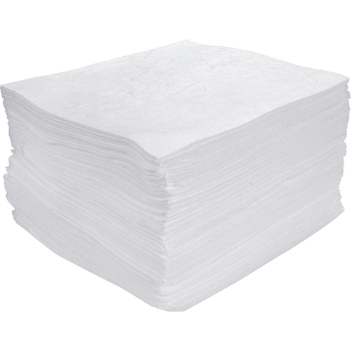 Feuilles absorbantes souffl&eacute;es de premi&egrave;re qualit&eacute;, Huile seulement, 15" x 17", 30 gal. d'absorption Ontario Safety Products