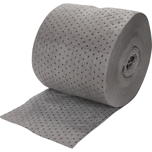 Rouleaux absorbants li&eacute;s de premi&egrave;re qualit&eacute;, Lourd, 150' lo x 15" la, Absorption 25 gal. Ontario Safety Products