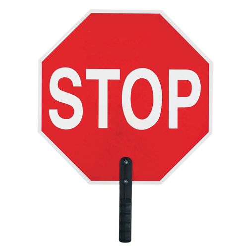 Panneau de signalisation  Stop , 18" x 18", Plastique, Anglais avec pictogramme Ontario Safety Products