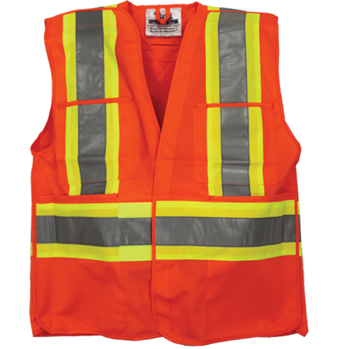 Veste de s&eacute;curit&eacute; pour arpenteur, Orange haute visibilit&eacute;, 4T-Grand/5T-Grand, Polyester Ontario Safety Products