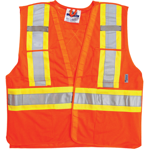 Vestes de s&eacute;curit&eacute; pour la circulation, Orange haute visibilit&eacute;, Grand/T-Grand, Polyester Ontario Safety Products