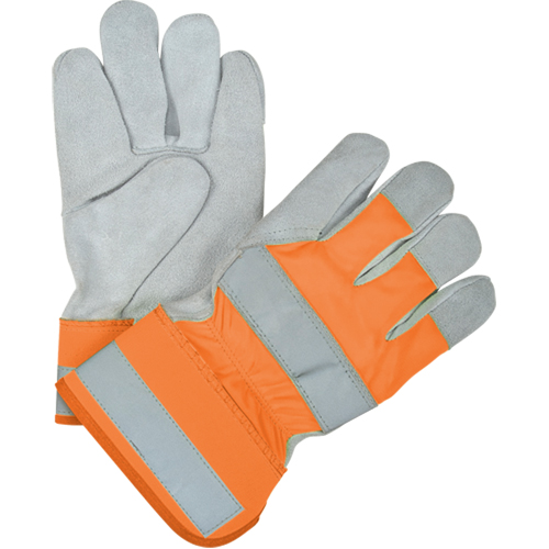 Premium Quality High Visibility Fitters Gloves, Large, Split Cowhide Palm, Cotton Inner Lining Ontario Safety Products