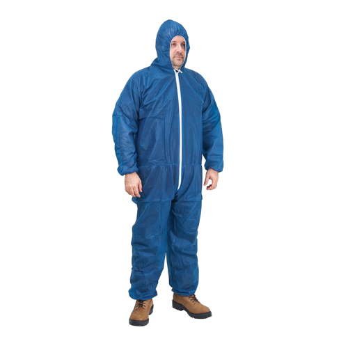 Hooded Coveralls, 4X-Large, Blue, Polypropylene Ontario Safety Products