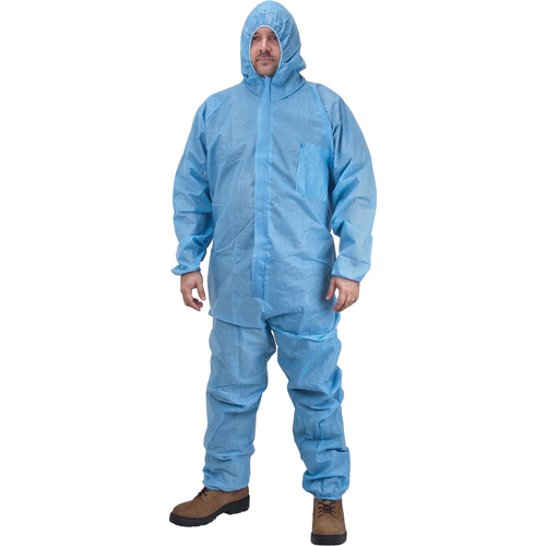 Combinaisons &agrave; capuchon de premi&egrave;re qualit&eacute;, 4T-Grand, Bleu, Polypropyl&egrave;ne Ontario Safety Products
