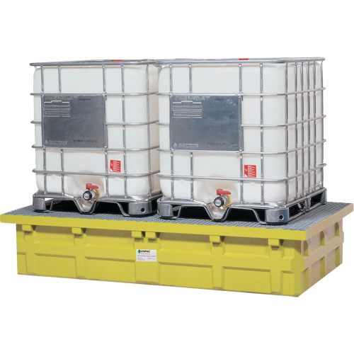 GRV double &agrave; dessus bas avec drain, Capacit&eacute; de d&eacute;versement 385 gal. US, 110" x 55" x 20" Ontario Safety Products