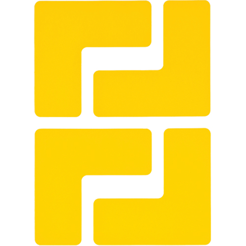 Floor Corner Marks, L, 5" L x 2" W, Yellow, Polyester Ontario Safety Products