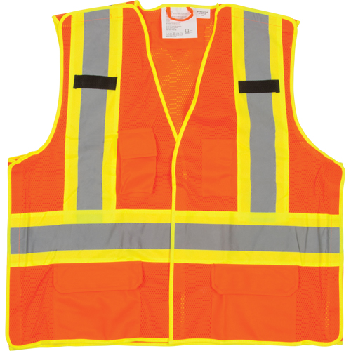 Veste de s&eacute;curit&eacute; d&eacute;tachable en cinq points de premi&egrave;re qualit&eacute;, Orange haute visibilit&eacute;, Grand/T-Grand, Polyester Ontario Safety Products