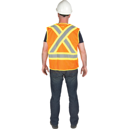 Veste de s&eacute;curit&eacute; d&eacute;tachable en cinq points de premi&egrave;re qualit&eacute;, Orange haute visibilit&eacute;, Grand/T-Grand, Polyester Ontario Safety Products