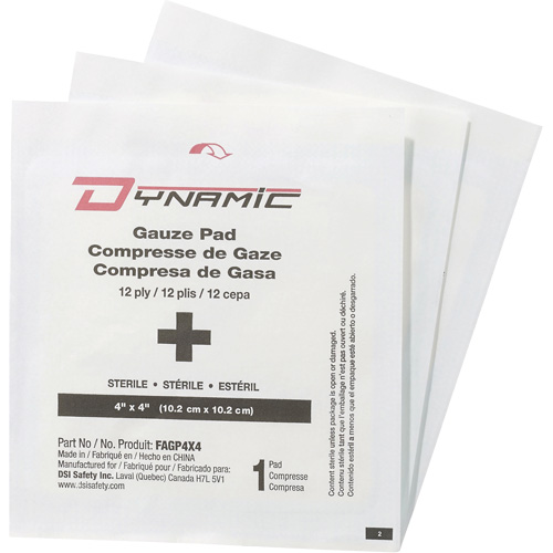 Dynamic Gauze, Pad, 4" L x 4" W, Sterile, Medical Device Class 1 Ontario Safety Products