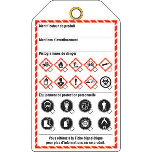 Workplace Tags, Cardstock, 3-3/8" W x 5-3/4" H, French Ontario Safety Products
