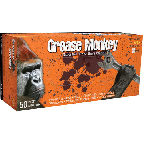 Gants Grease Monkey, Moyen, Latex, 15 mils, Sans poudre, Bleu Ontario Safety Products