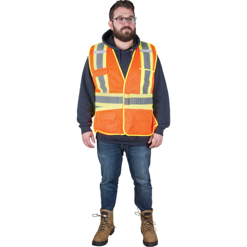 Veste d'arpenteur r&eacute;sistante aux flammes, Orange haute visibilit&eacute;, Moyen, Polyester Ontario Safety Products
