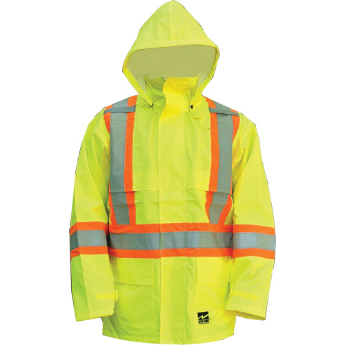 Manteau Open Road, Polyester/Polyur&eacute;thane, Jaune lime haute visibilit&eacute;, Petit Ontario Safety Products