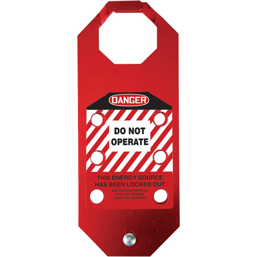 Moraillon de verrouillage pr&eacute;venant l'utilisation conforme aux normes OSHA Danger Stopout Aluma-Tag, Rouge Ontario Safety Products