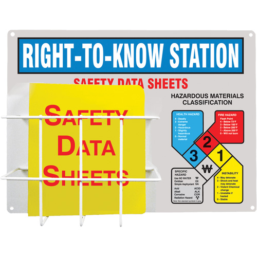 Station d'information de style panier en aluminium, Anglais, Compris reliures Ontario Safety Products