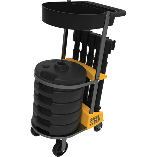 Chariot de transport avec plateau pour barri&egrave;re PLUS, 75' lo, M&eacute;tal, Noir Ontario Safety Products