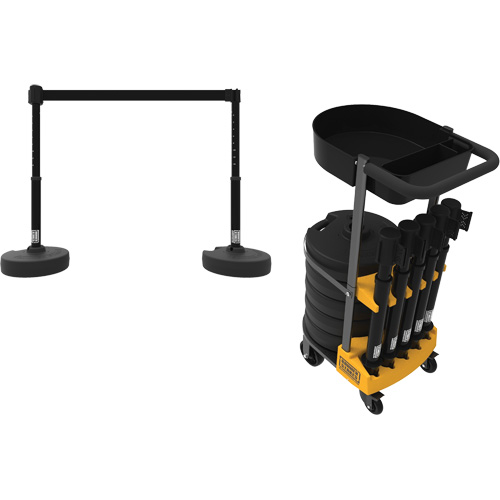 Chariot de transport avec plateau pour barri&egrave;re PLUS, 75' lo, M&eacute;tal, Noir Ontario Safety Products