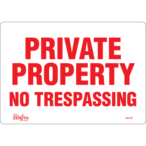 "Private Property" Sign, 7" x 10", Vinyl, English Ontario Safety Products