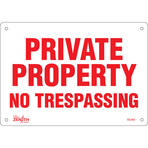 "Private Property" Sign, 7" x 10", Aluminum, English Ontario Safety Products