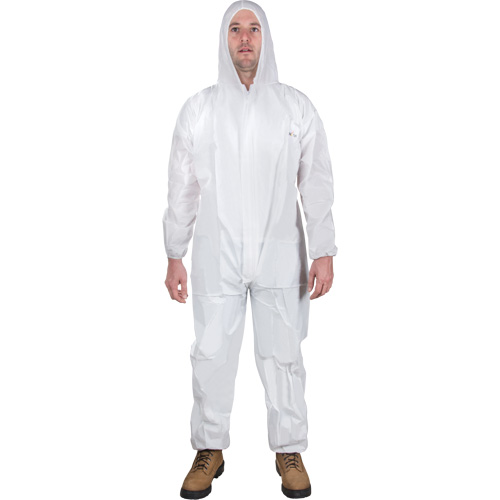 Hooded Coveralls, Medium, White, SMS Ontario Safety Products