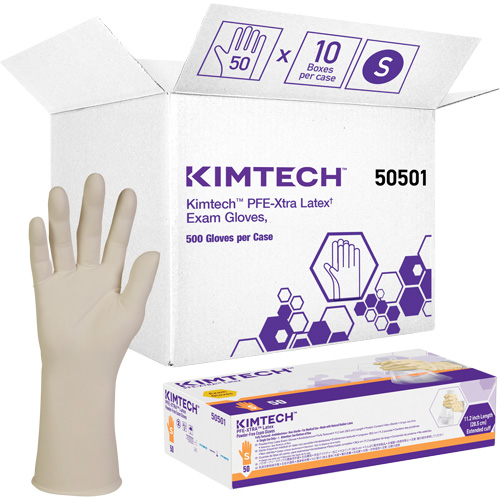 Kimtech XTRA-PFE Medical Gloves, Small, Latex, 6-mil, Powder-Free, White, Class 2 Ontario Safety Products
