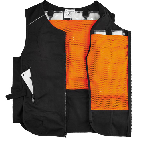 Chill-Its&reg; 6260 Lightweight Phase Change Cooling Vest with Packs, Small/Medium, Black Ontario Safety Products
