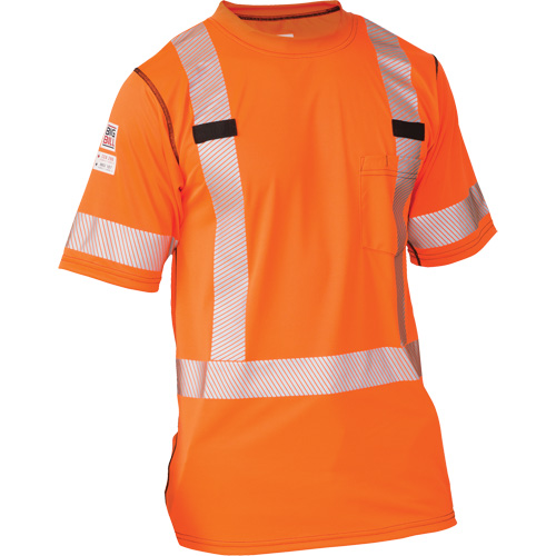 Polartec&reg; Power Grid&reg; High Visibility Short Sleeved T-Shirt, Polyester, 4X-Large, Orange Ontario Safety Products