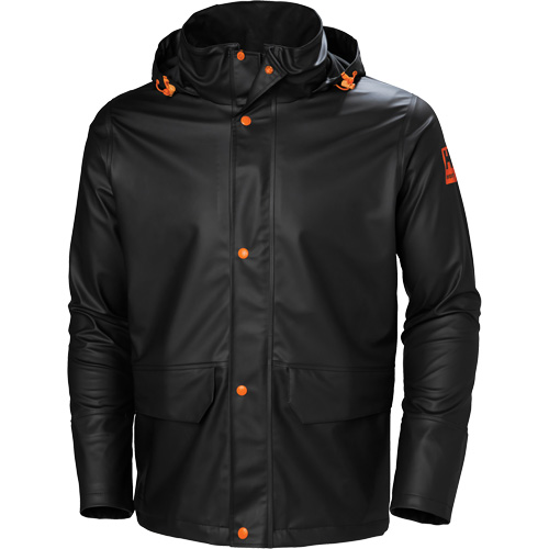 Gale Rain Jacket, Polyester/Polyurethane, 4X-Large, Black Ontario Safety Products
