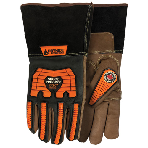 5785G Shock Trooper Gloves, X-Small, Goatskin Palm, Gauntlet Cuff Ontario Safety Products