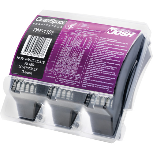 Low Profile HEPA Filters, Particulates, Pack of 3 Ontario Safety Products