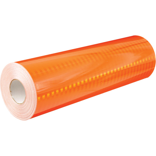Feuille de rev&ecirc;tement de barricade prismatique de qualit&eacute; &agrave; haute intensit&eacute;, 2" la x 150' lo, 19 mils, Orange Ontario Safety Products