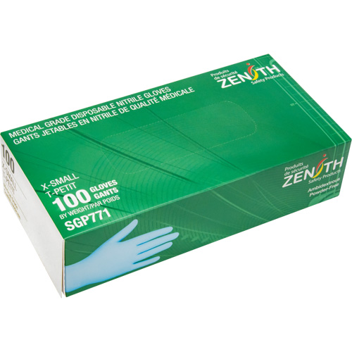 Puncture-Resistant Medical-Grade Disposable Gloves, X-Small, Nitrile, 4.5-mil, Powder-Free, Blue, Class 2 Ontario Safety Products