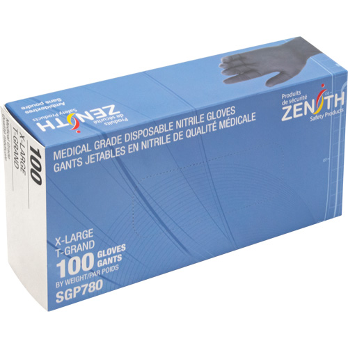 Gants jetables de calibre m&eacute;dical r&eacute;sistants &agrave; la perforation, T-Grand, Nitrile, 5 mils, Sans poudre, Noir, Classe 2 Ontario Safety Products