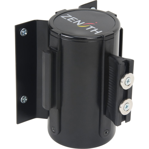 Barri&egrave;re &agrave; fixation murale avec ruban magn&eacute;tique, Acier, Fixation par vis, 7', Ruban Jaune Ontario Safety Products