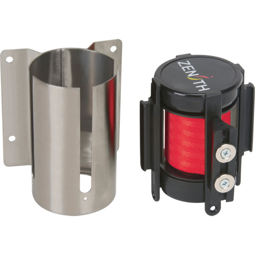 Wall Mount Barrier with Magnetic Tape, Steel, Screw Mount, 7', Red Tape Ontario Safety Products