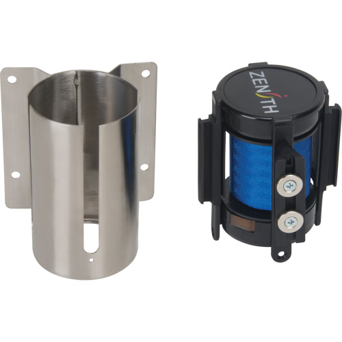 Wall Mount Barrier with Magnetic Tape, Steel, Screw Mount, 7', Blue Tape Ontario Safety Products