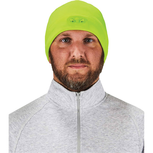 N-Ferno&reg; Skull Cap Beanie Hat with LED Lights, One Size, High-Visibility Lime Green Ontario Safety Products
