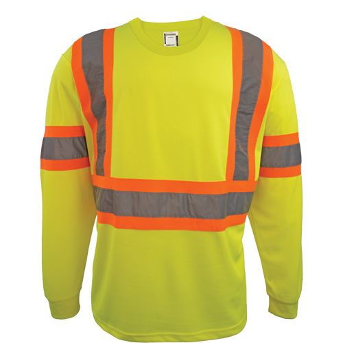 Long Sleeve Safety Shirt, Polyester, 2X-Large, High Visibility Lime-Yellow Ontario Safety Products