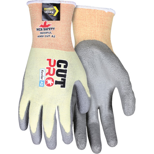 Gants enduits r&eacute;sistant &agrave; la coupe Cut Pro, Taille Moyen, Calibre 15, Rev&ecirc;tement Polyur&eacute;thane, Enveloppe en Kevlar, ASTM ANSI niveau A2 Ontario Safety Products