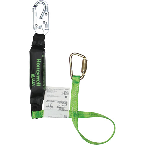 Miller&reg; HP Shock-Absorbing Lanyard, 4', Carabiner Center, Locking Snap Hook Leg Ends, Polyester Ontario Safety Products