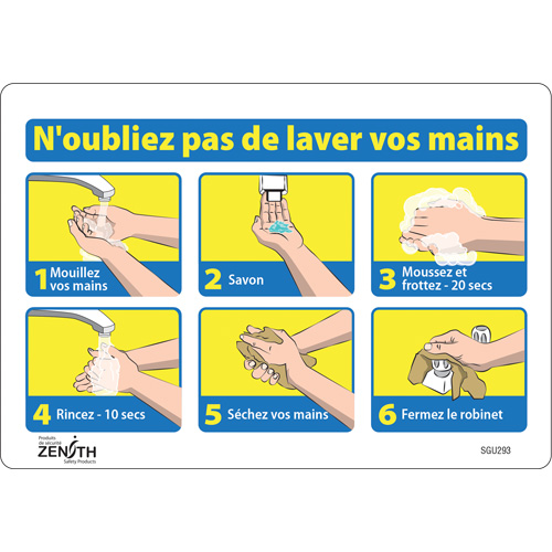 "N'oubliez pas de laver vos mains" Sign, 7" x 10", Vinyl, French with Pictogram Ontario Safety Products
