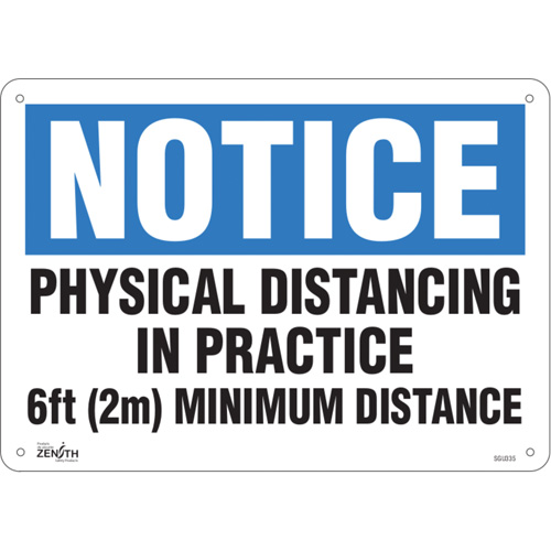 "Physical Distancing In Practice" Sign, 10" x 14", Aluminum, English Ontario Safety Products