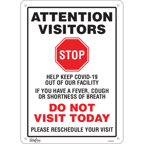 "COVID-19 Do Not Visit Today" Sign, 14" x 10", Plastic, English with Pictogram Ontario Safety Products